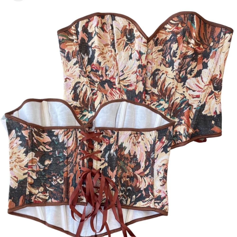 MICA Floral Corset Top BROWN TAN